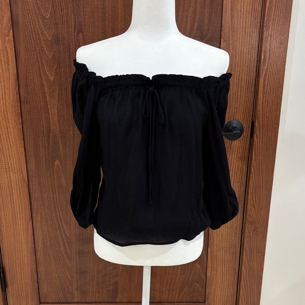 All in Favor Black Off-Shoulder Blouse